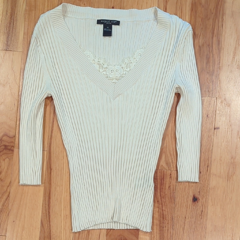 August Silk Cream V-Neck Sweater